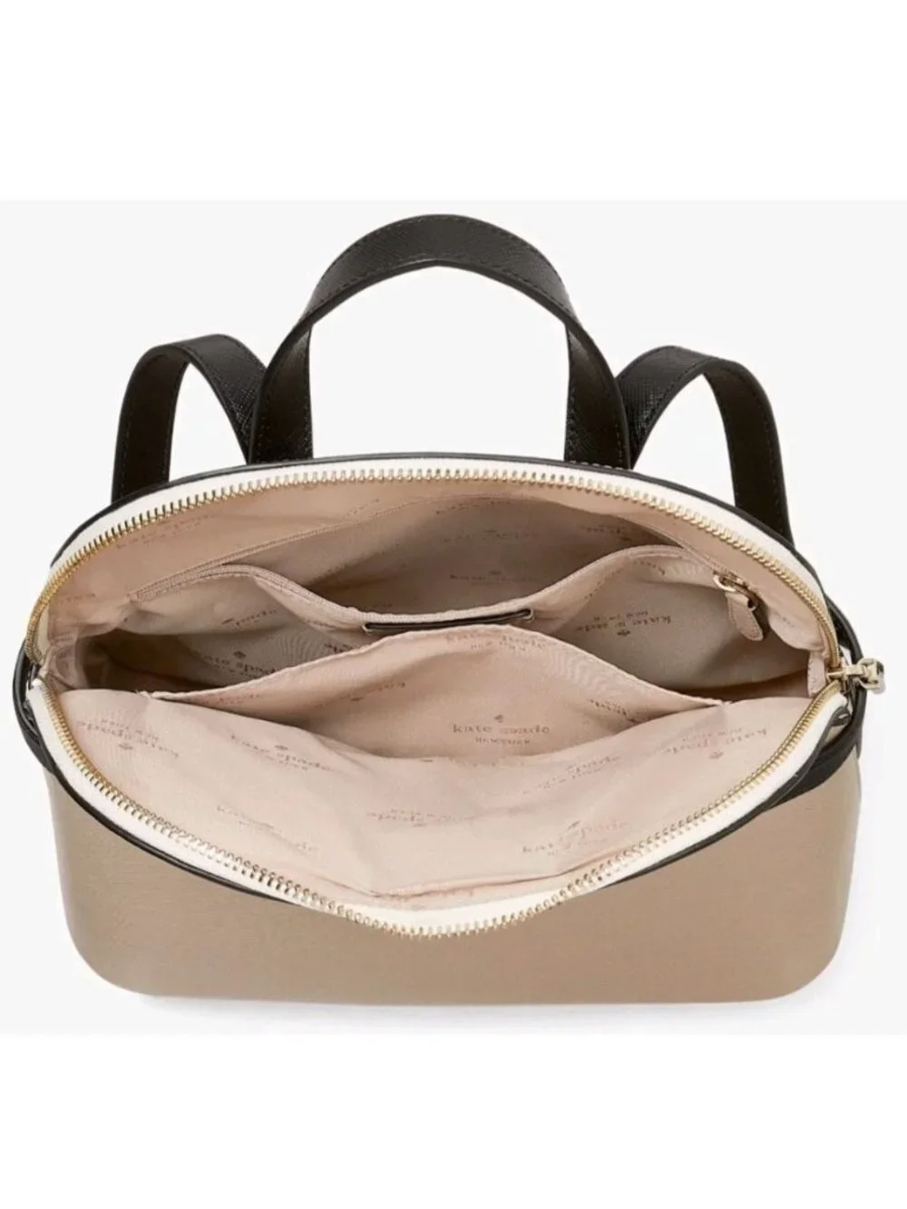 Kate Spade Staci Dome Med Backpack Beige White Saffiano Leather KG021 Ret $359